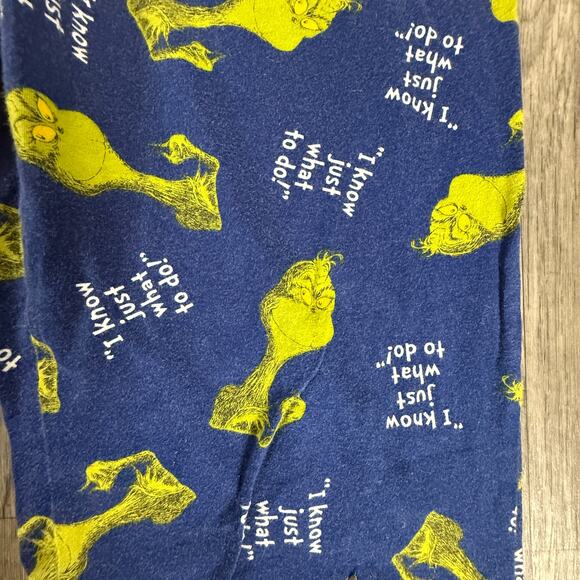 Dr. Seuss Grinch Lounge Sleep Pants Blue Yellow “I Know Just What To Do” M 32-34 - Picture 6 of 6